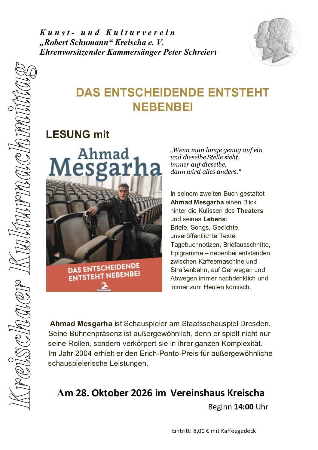 Du betrachtest gerade Lesung mit Ahmad Mesgarha „Das Entscheidende entsteht nebenbei“